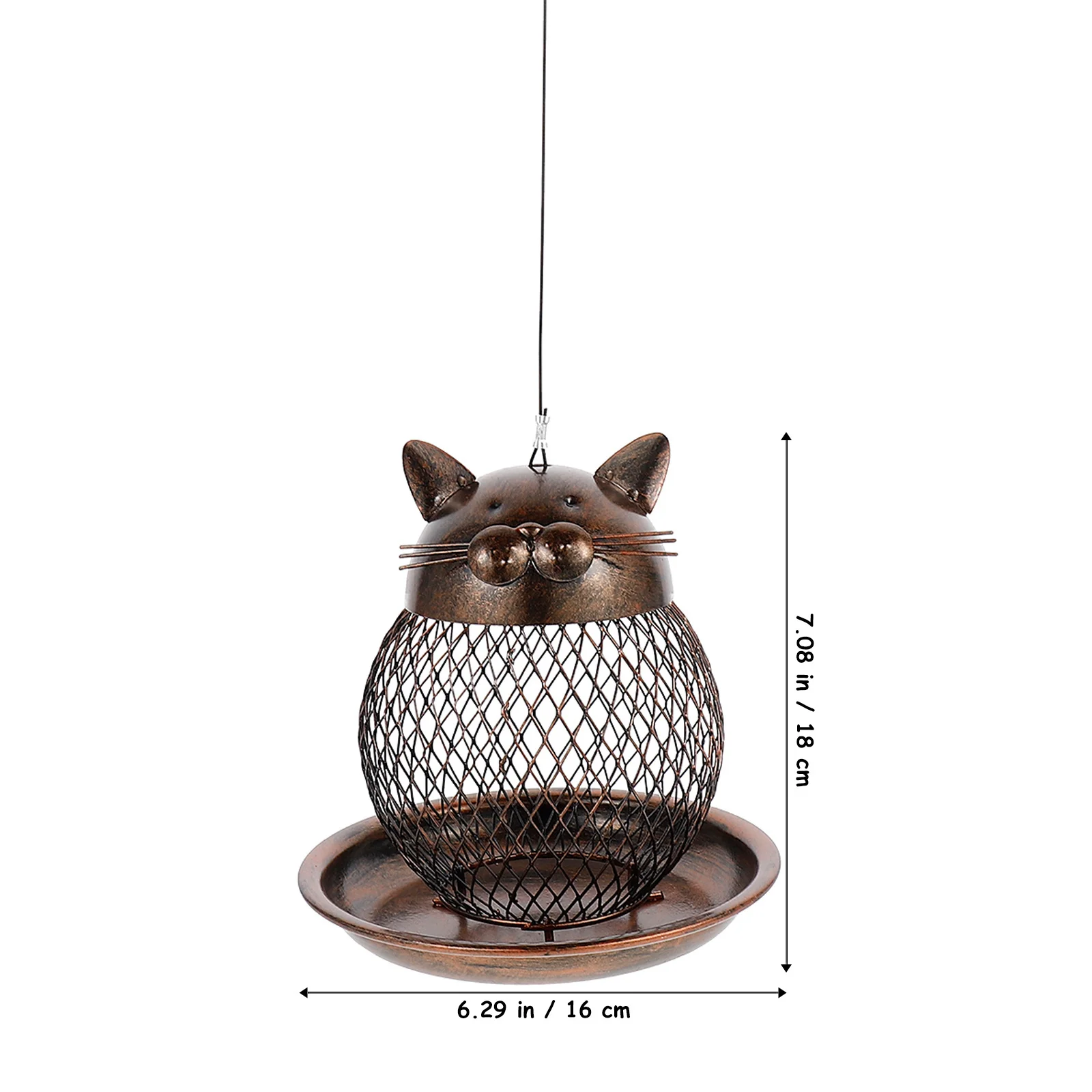 

Cat Shaped Bird Feeder Vintage Handmade Outdoor Garden Decoration 16x16x18cm Hanging Balcony Bird Feeder