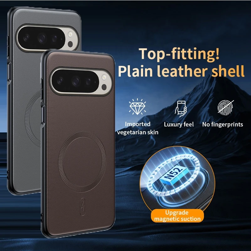 حافظة شحن لاسلكية لـ Magsafe Magsafing لهاتف Google Pixel 10 Pro XL غطاء هاتف جلدي ناعم المصد Pixel 9 Pro XL 8A 9a 10