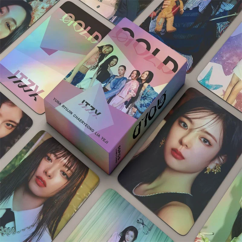 55Pcs ITZY Idol Girl Group New Album GOLD Series HD Printd Lomo Cards Yuna Chaeryeong Ryujin Lia Yeji Photocards Fans Gifts