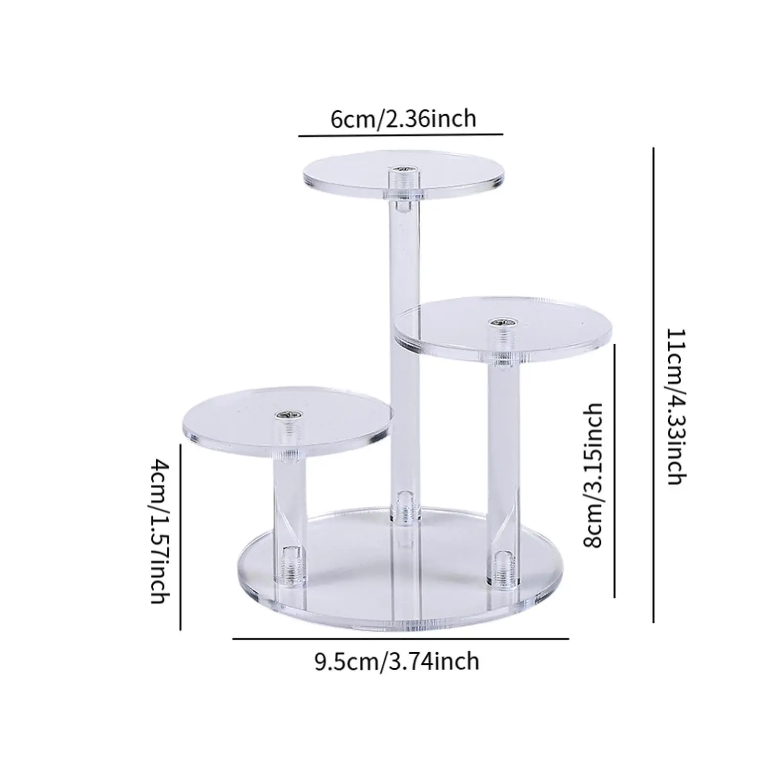 Présentoir Riser Multifonctionnel Rond à 3 Niveaux pour Mini Figurines d'Auckland, Montres, Petits Gâteaux, Bijoux de Collection