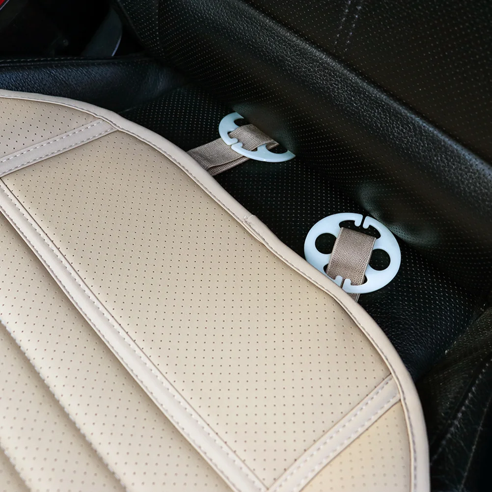 

1Pcs Non-Slip Car Front Seat Cover PU Protector Waterproof Anti-Scratch Car Seat Cushion with Pocket Beige