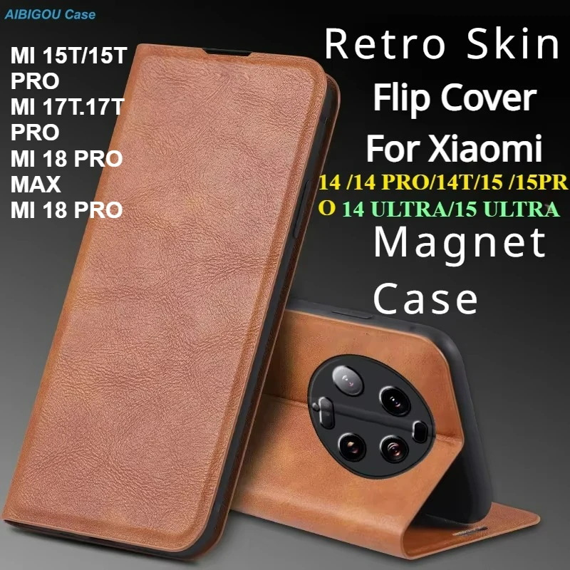 Für Xiaomi Mi 14 Ultra 14 T 15 17 Pro Max 17T 18 Luxus-Lederhülle Retro-Buch-Flip-Magnet-Vollschutz Mi 14 Ultra 15T Pro Taschen