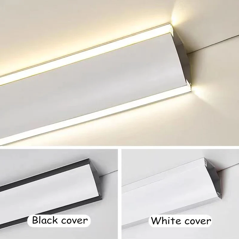 LED Luminous Aluminum Profile Gypsum Plaster Surface Mounted Linear Lamp Bedroom Ceiling Corner Line Light Reflector Bar Strip