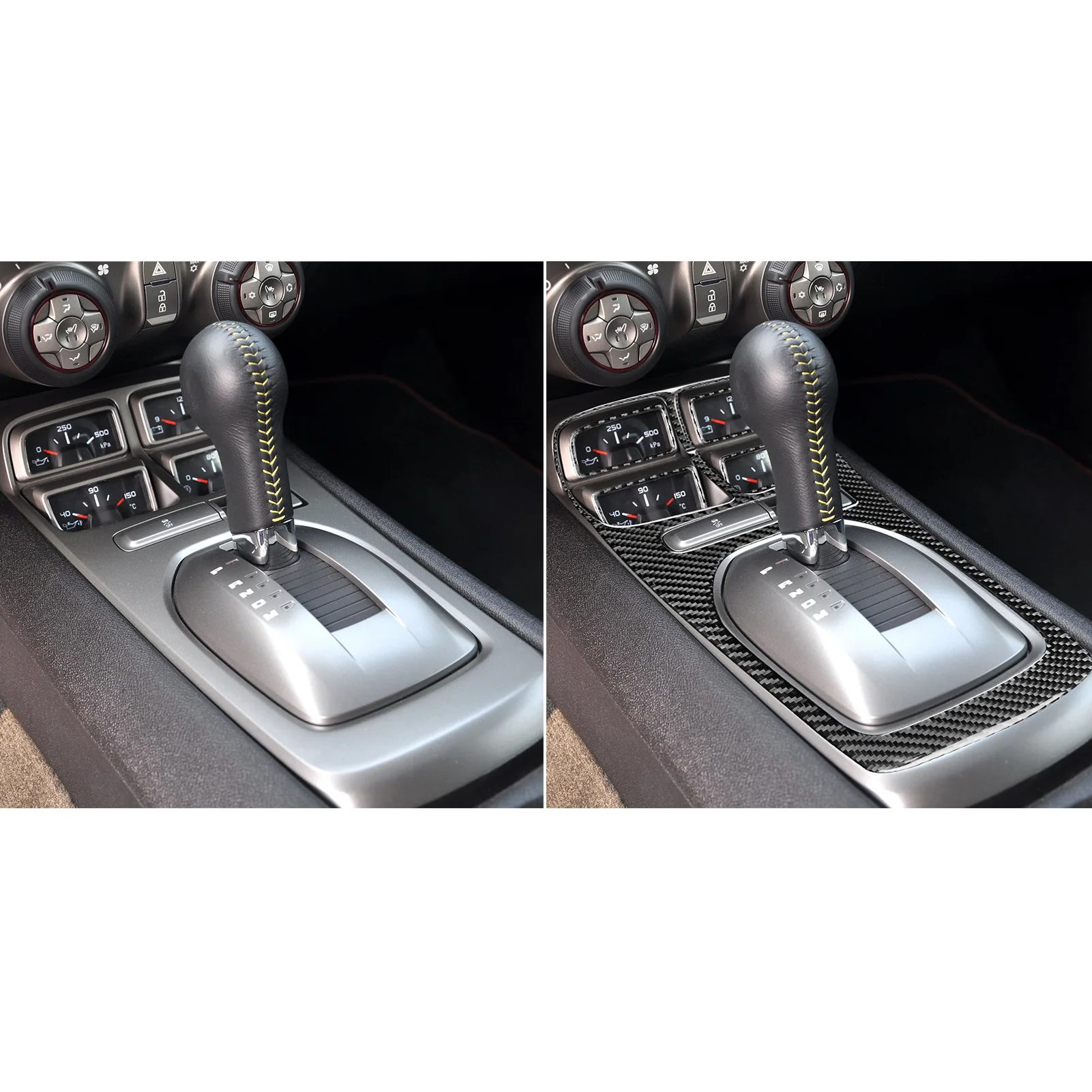 Real Carbon Fiber Car Accessories Gear Shift Surround Trim Decorative Cover Soft Sticker For Chevrolet Camaro 5th Gen 2012-2015 view 4