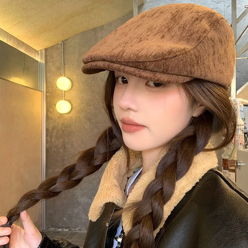 

Женская качественная джинсовая кепка 2025 года, универсальная кепка в стиле берета с утконосом, американская винтажная потертая кепка вперед