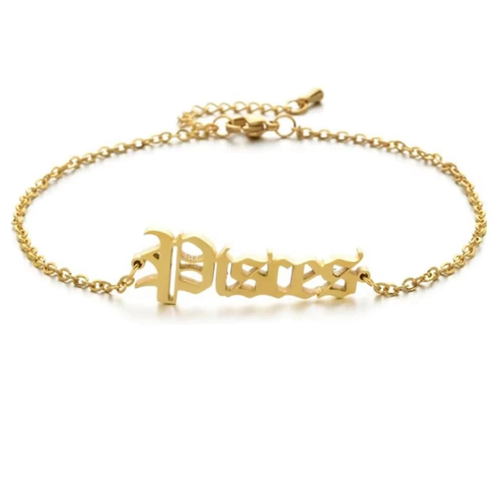Summer Constellation Ankle Bracelet Gold Plated Stainless Steel Leo Libra Pisces Woman Anklets Zodiac Signs Jewelry Accessories