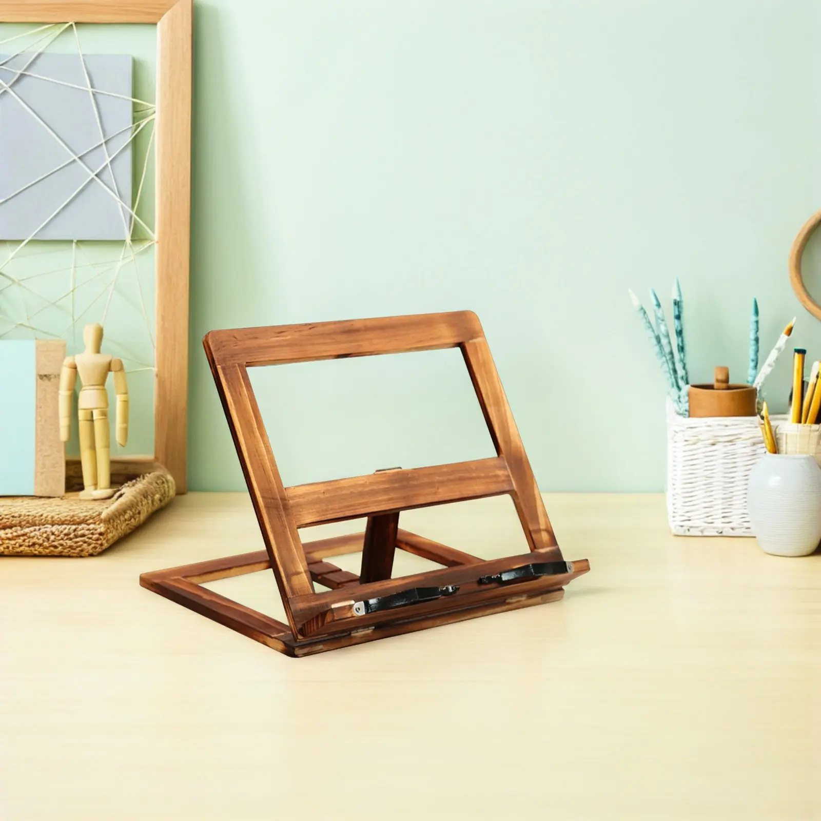 

1Pcs Wooden Book Reading Shelf Portable Lightweight Ergonomic Design Reading Bracket for Office Home Dorm Bed Desk Myopia