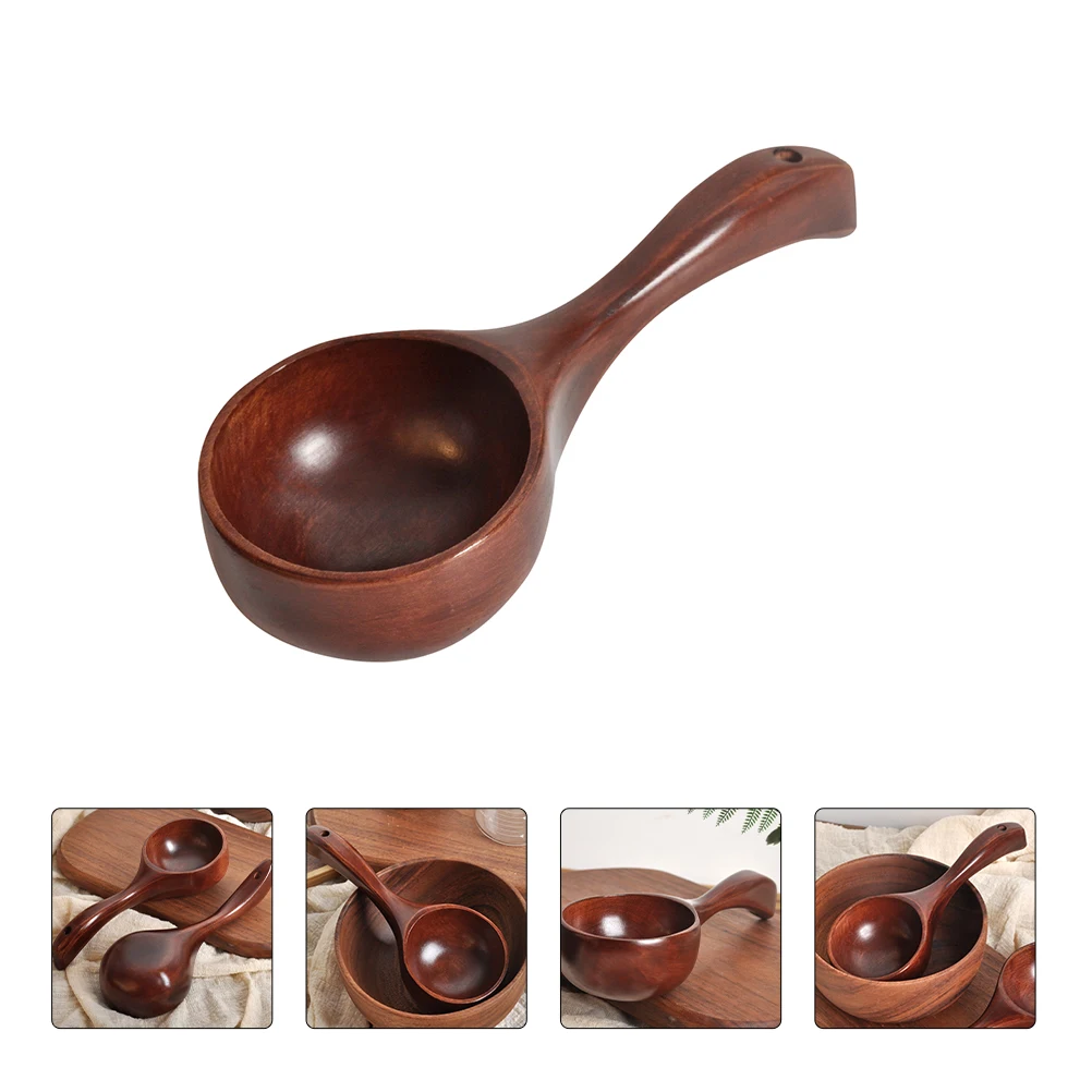 

Wooden Spoon Soup Ladle Kitchen Cooking Scoop Brown Serving Child Easy Clean Multi Functional Restaurant Use Japanese