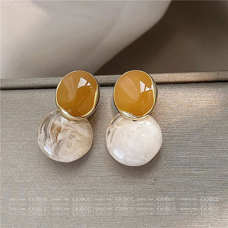 

Korean Dongdaemun Autumn and Winter Vintage Earrings Women's Irregular Enamel Earrings Ear Drop Exquisite Earrings