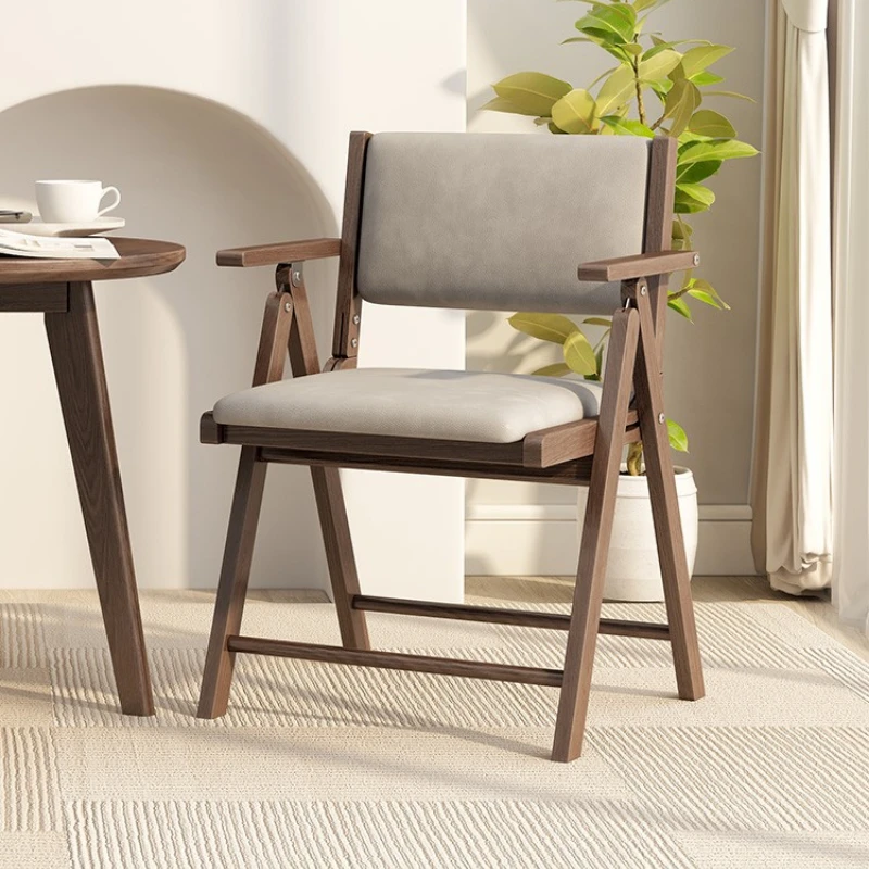 Folding Solid Wood Chair Folding Chair Backrest Wooden Chair Small Family Household Dining Stool Office Furniture