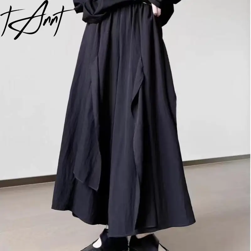 

Tannt Women Pant Irregular Patchwork Wide Leg Pants High-waisted Fahion Casual Ankle-length Pants For Women 2025 New