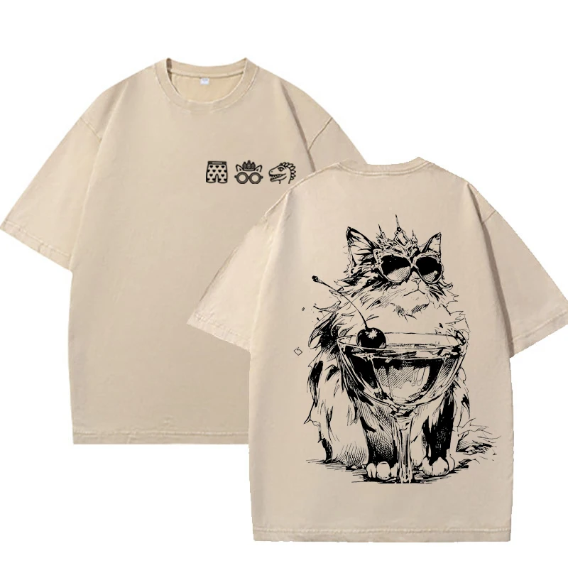 Dungeon Crawler Carl T-Shirt Man Woman Princess Donut and Mongo T Shirt Vintage Washed Round Neck Printed Tshirts Clothes