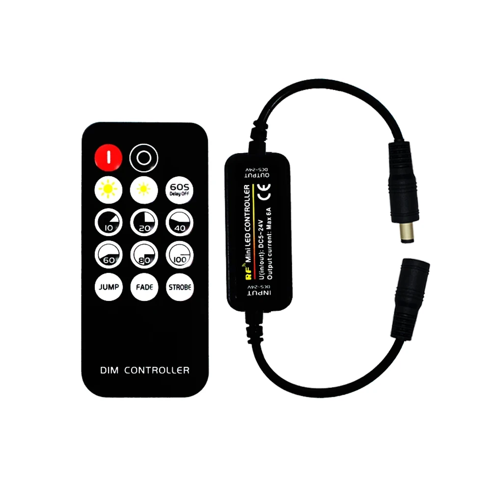 

DC12V LED Dimmer 24V 5V 6A Mini RF Wireless 14Keys 2.4G Remote Control For 2835 5050 Single Color LED Strip Lights Dimmer Switch