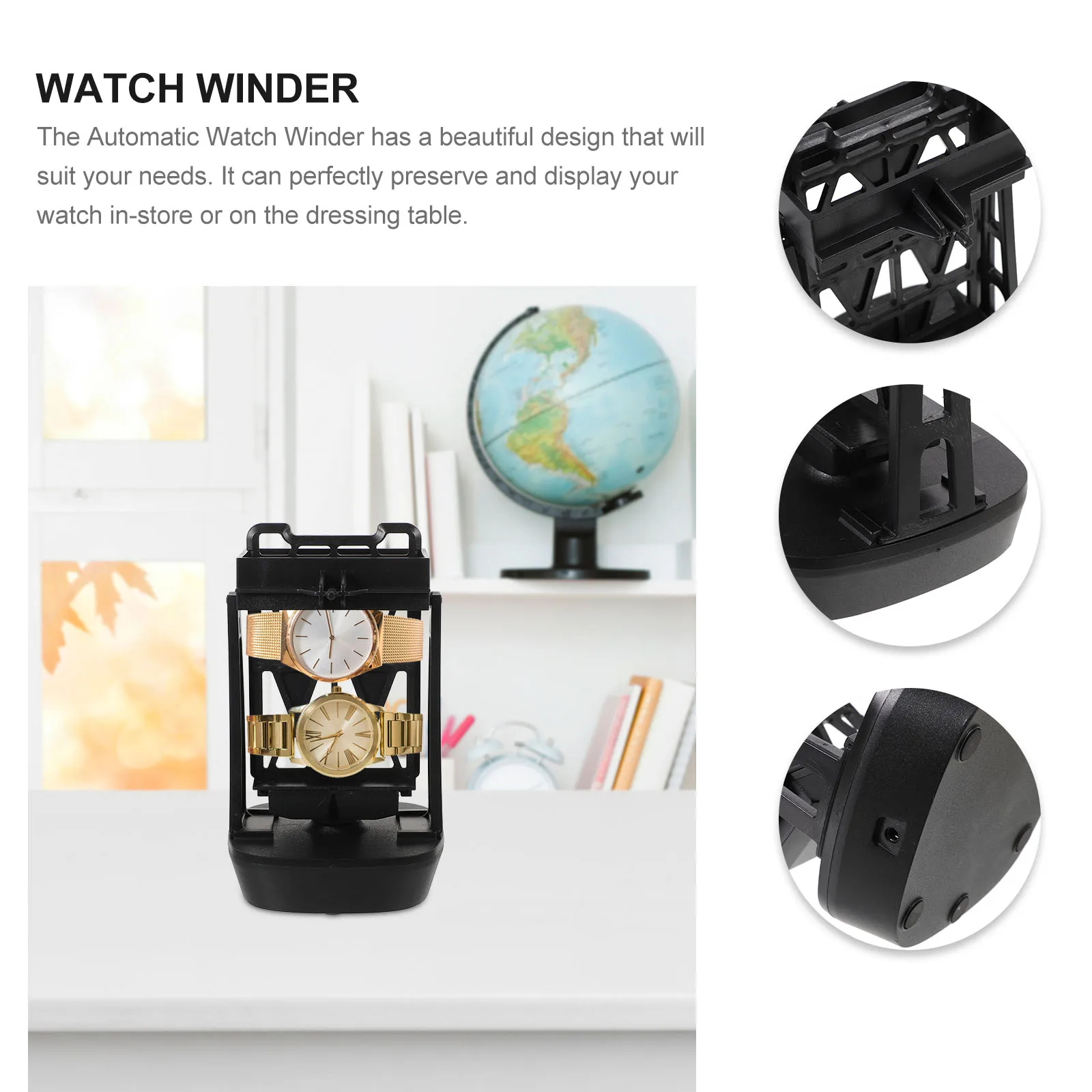

Automatic Watch Single Black Mechanical Self Winding Watch Plastic Winder Device Plastic Smooth Preservation Display Tool