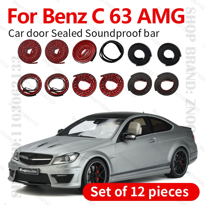 

For Mercedes Benz C 63 AMG Car Door Seal Strip Rubber Double Layer Sealing Protector Soundproof Dustproof Seal Strip 12PCS Set