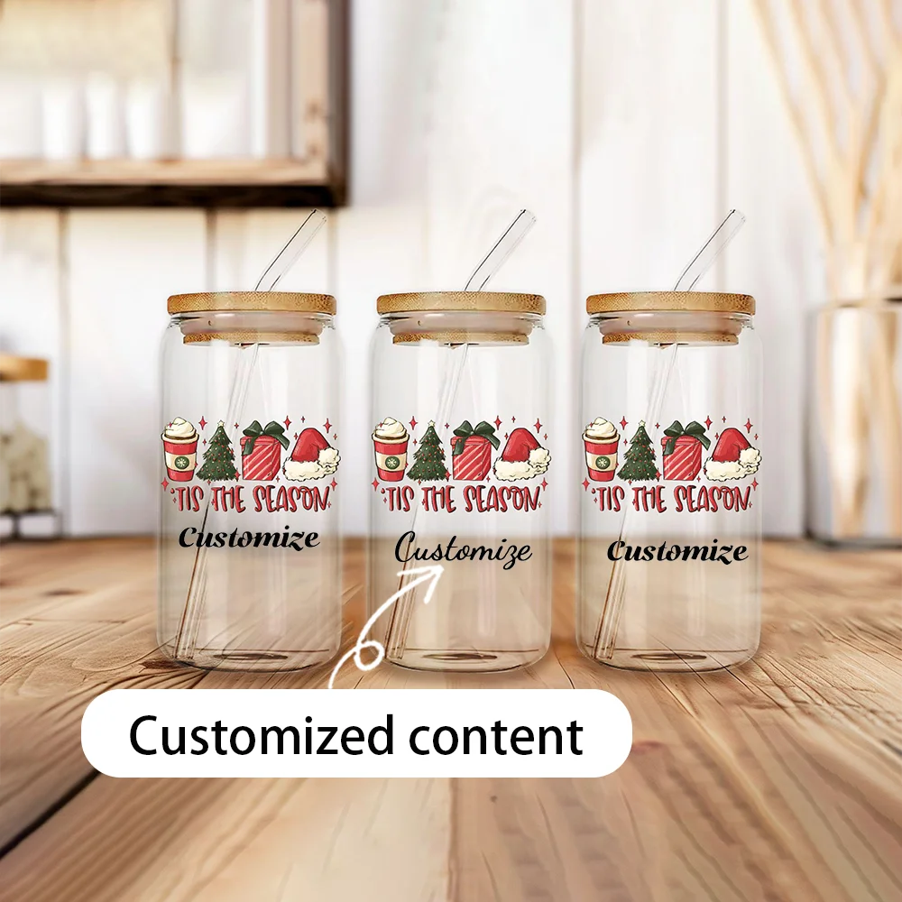 Tazas de café de cristal personalizadas, tazas de cola navideñas, copas de vino, regalos de Navidad para familiares y amigos