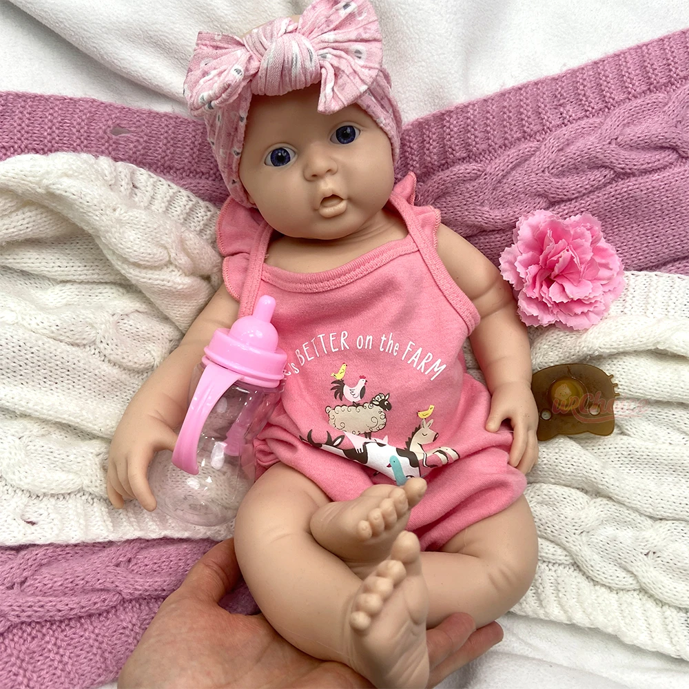 

Высококачественная и безопасная 42-сантиметровая силиконовая кукла-реборн девочка ручной работы с открытым ртом, развивающий подарок для детей