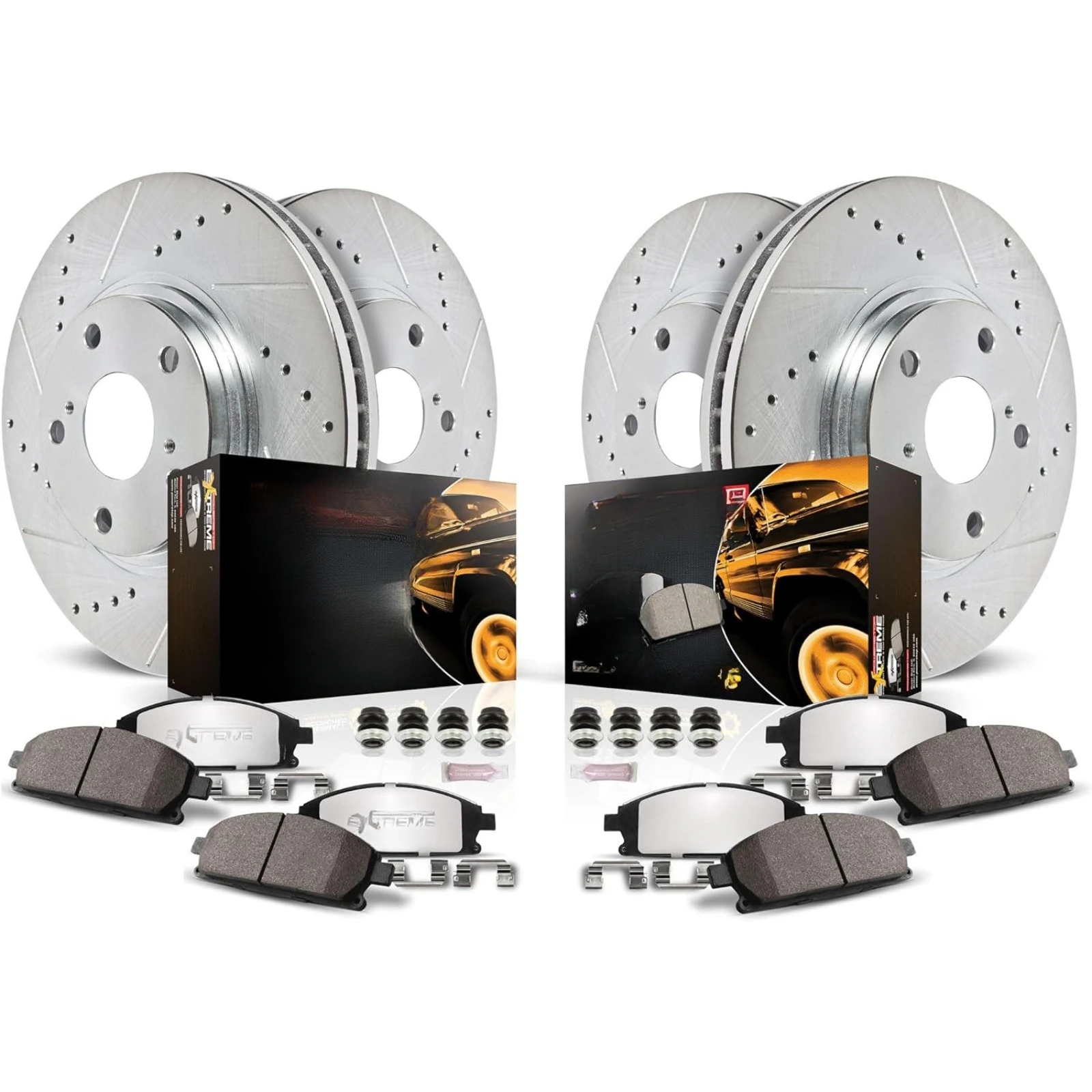 US  K2070-36 Front and Rear Z36 Truck & Tow Brake Pads and Drilled and Slotted Brake Rotors Brake Kit For Cadillac Escalade