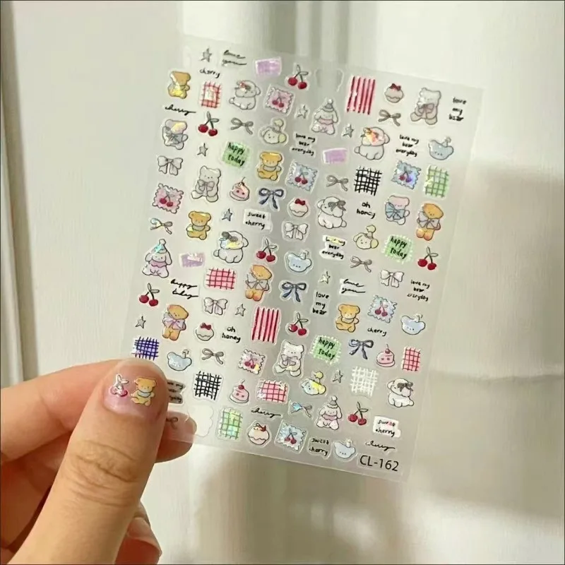 1pc Adesivos de Urso e Coelho Fofos com Padrão Holográfico para Scrapbook, Diário, Laptop, Capa de Telefone, Decoração de Artesanato DIY