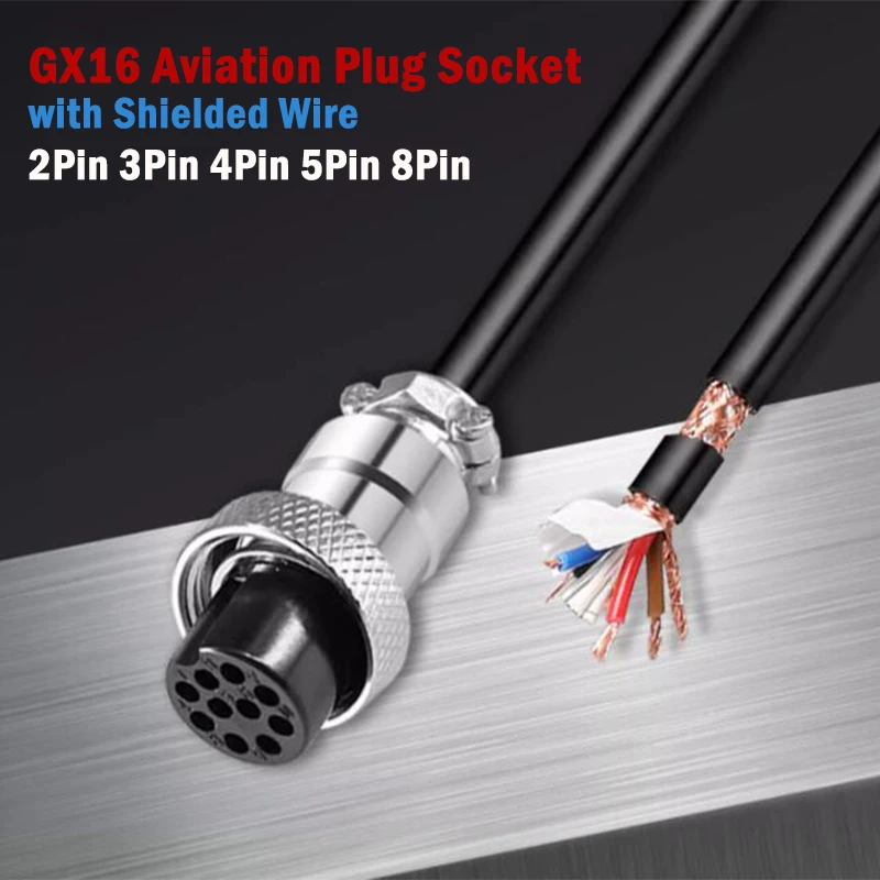 

GX16 Aviation Plug Socket with Shielded Wire 2/3/5/6/7/8/9/10 Pin Connector Industrial Grade GX16 Connectors Cable for Equipment