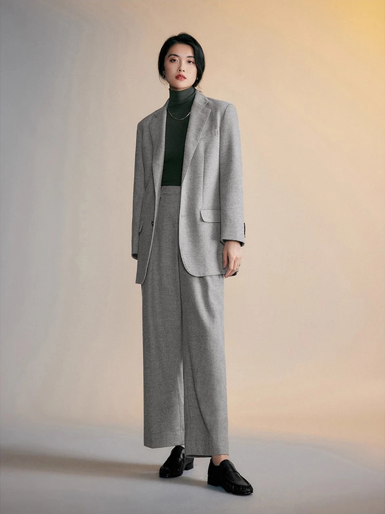 

Комплект шерстяного костюма Ele, высококачественный комплект для поездок на работу, модная верхняя одежда, брючный костюм для молодых женщин в возрасте 8–25 лет