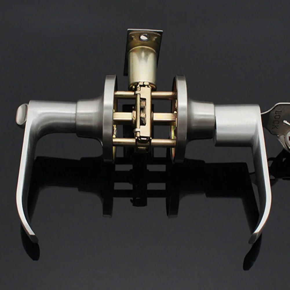 قفل رافعة الباب مع 3 مفاتيح قفل مقبض الباب من الفولاذ المقاوم للصدأ قفل الرافعة الداخلية مقبض الباب بديل للمكتب المنزلي #3