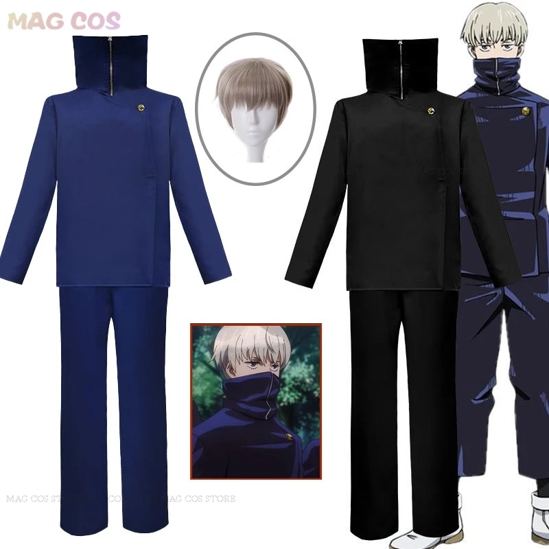 Anime JJK Cosplay Inumaki Toge Cosplay Costume School Uniform Inumaki Toge  Wig Women Men Kids Hallowen Party Role Cos