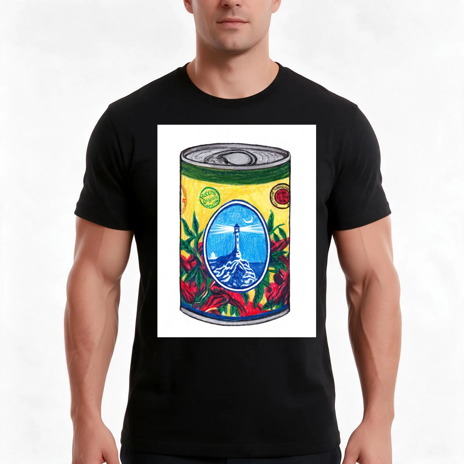 Harissa Paste Can illustration T-Shirt, Summer Casual Cotton Tee, Oversized Streetwear Tops, Vintage Graphic Print, 100% Cotton