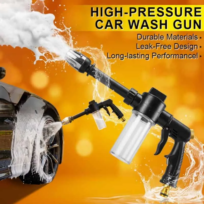 

High Pressure Car Wash Foam Gun Leak-proof Design With Soap Bottle Durable Car Home Patio Water Cleaning Spray Gun