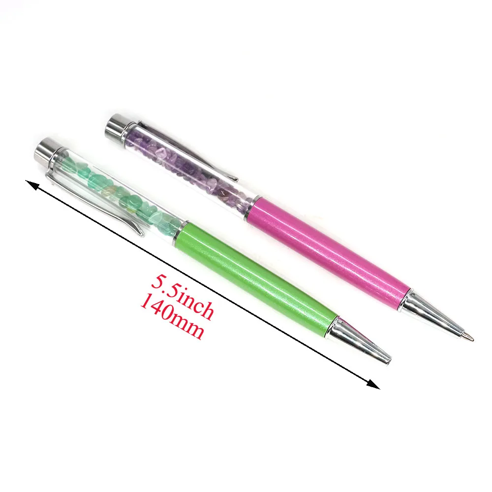 Crystal Ballpoint Pen Natural Healing Stone Original Energy Mini Gravel Fashion Creative Ballpen Stationery Office Business Gift