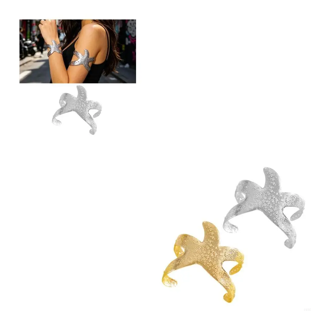 195C Elegant Adjustable Bracelet Unique Ocean Theme Arm Jewelry Gift Iron Sea Star Cuff Bangle Wristlet