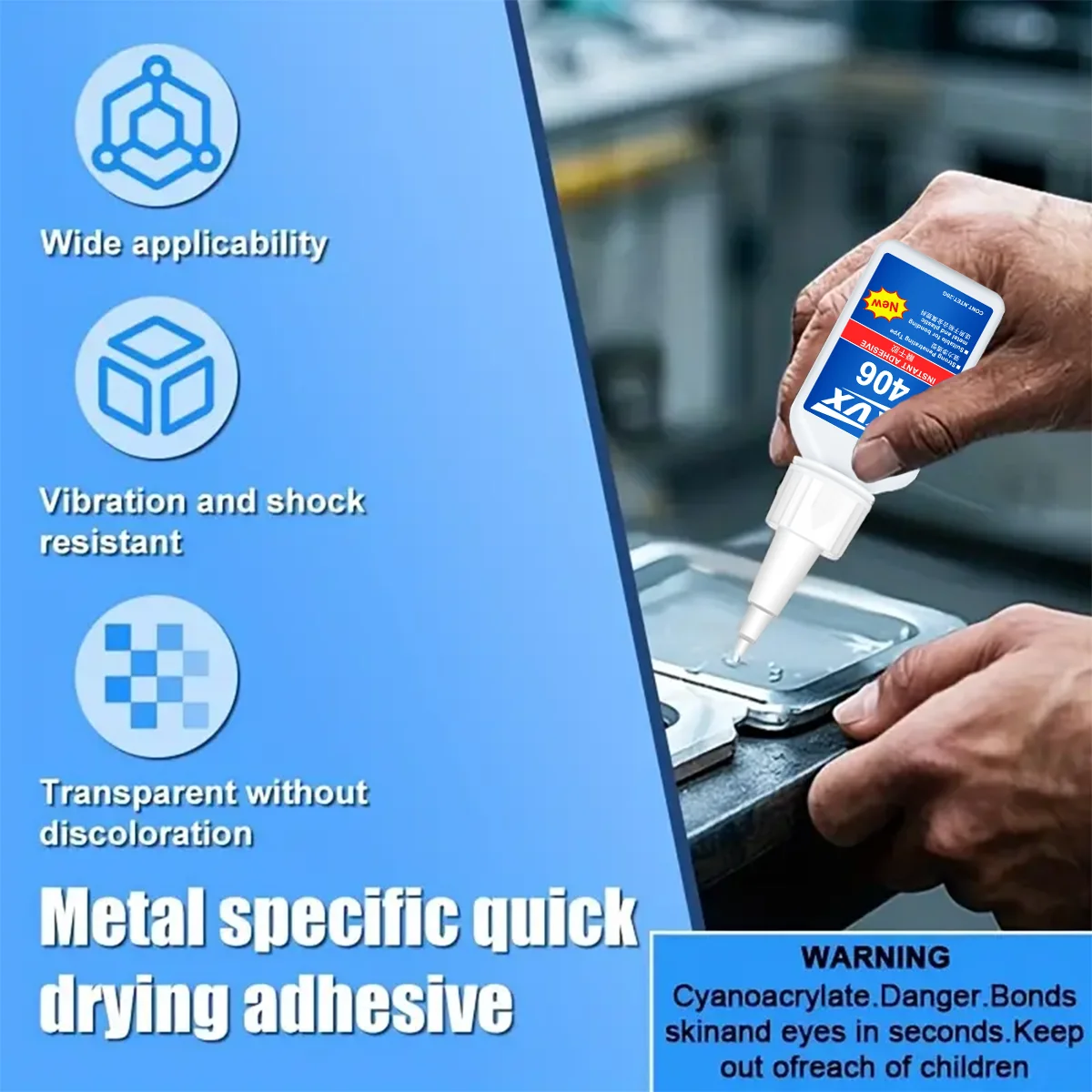1-3 шт. 20 г JXVX 406 Суперклей Мгновенно высыхающий цианоакрилатный клей для автомобилей, металла и механического ремонта. Сильный клей-инструмент.