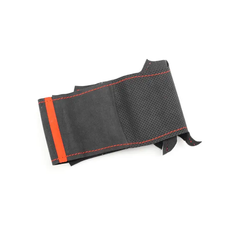 Car Steering Wheel Cover For Mercedes Benz C-Class W203 2001 2002 2003 2004 2005 2006 2007 Suede Leather Trim red line signs