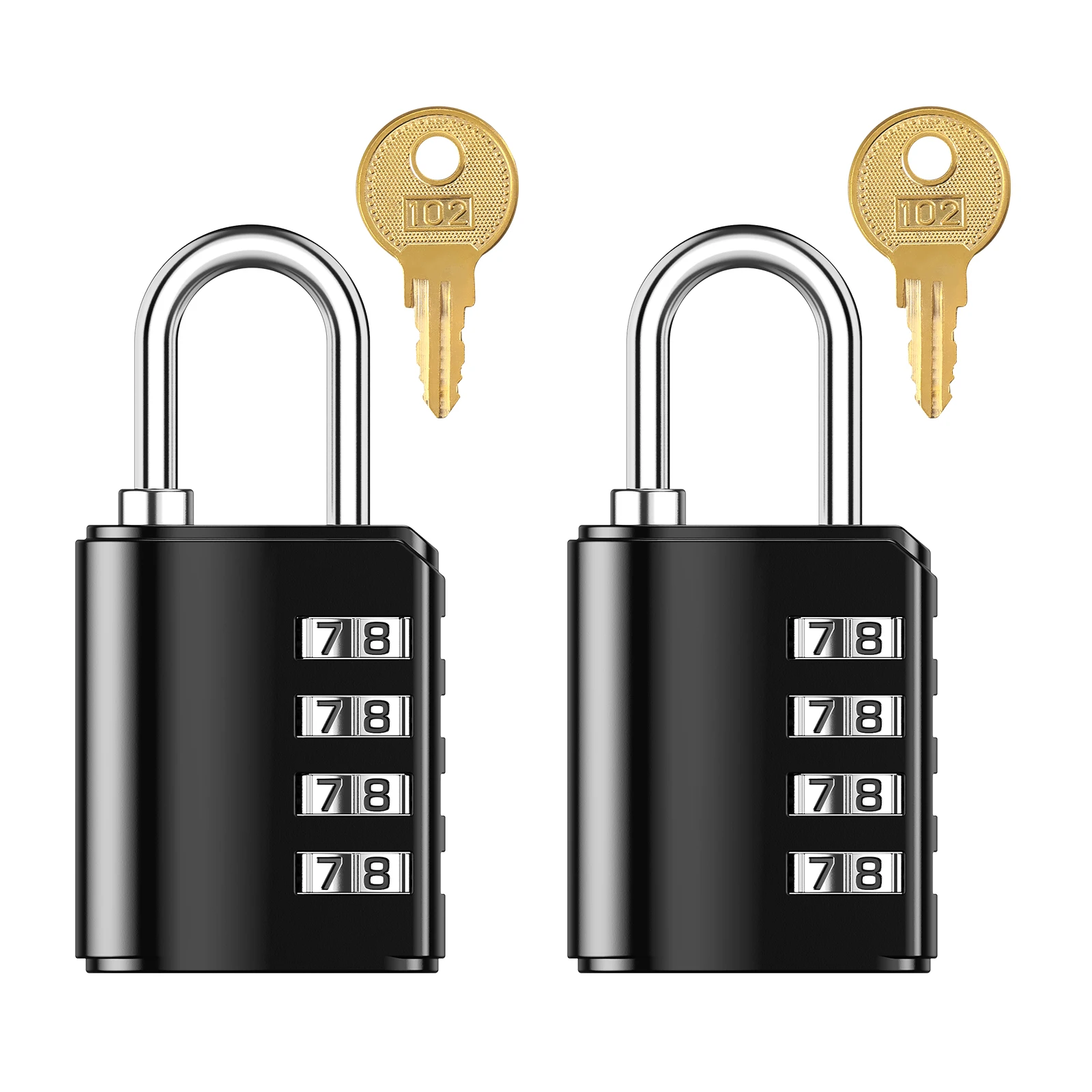 

ORIA 2PCS/Set 4 Dial Digit Combination Lock Waterproof Security Padlock Outdoor Gym Trunk Safely Code Lock Black