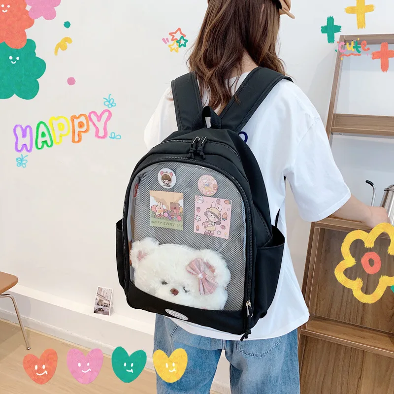 Itabag-mochila de nailon para mujer, bolso de moda japonesa, bolso de alta capacidad para niñas de 18 a 25 años, bolsa Ita transparente, 2023