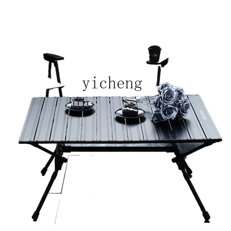 ZKoutdoor folding table blackened aluminum alloy  camping egg roll table and chair portable camping table home accessories