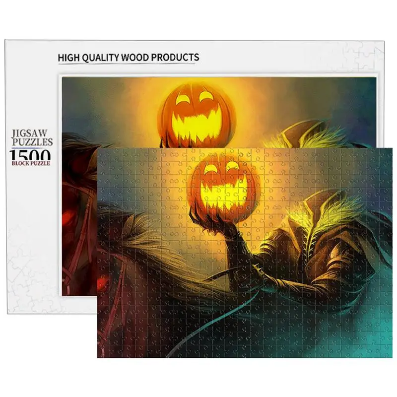 

Halloween Jigsaw Puzzles For Kids Pumpkin Lantern Pattern Wooden Puzzles Home Decor & Interactive Brain Teaser Educational Fall