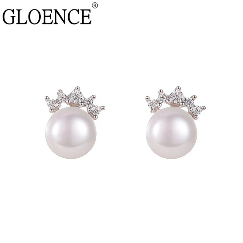 

S925 Sterling Silver Ear Stud Pearl Crown For Woman Freshwater Pearl Earrings Elegant Fashion Appointment Gift