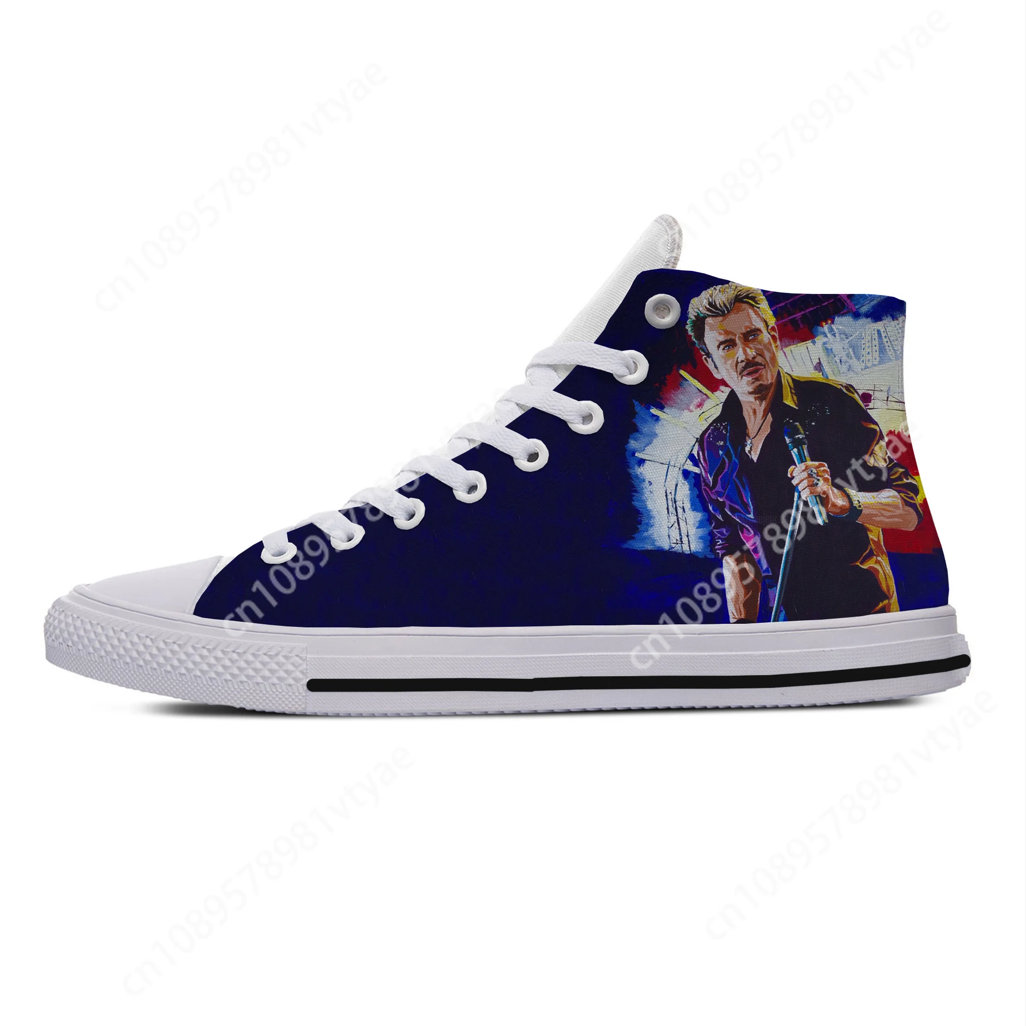 Hot Fashion Woman Man Shoes Sneakers Classic Canvas Shoes High Quality Johnny Hallyday French Elvis Latest High Top Board Shoes