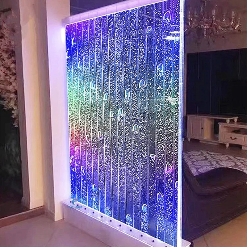 custom.Customized Modern Luxury Restaurant Fountain Acrylic LED Bubble Wall Panel Movable Screen & Room Divider
