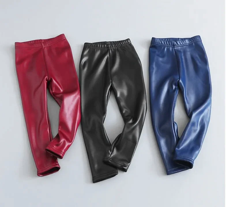 Kinder Mädchen Pu Leder Winter Legging Fower Warme Kinder Legging Herbst Winter Dicke Baby Hosen Hosen 3-12 Jahre – Detail 12