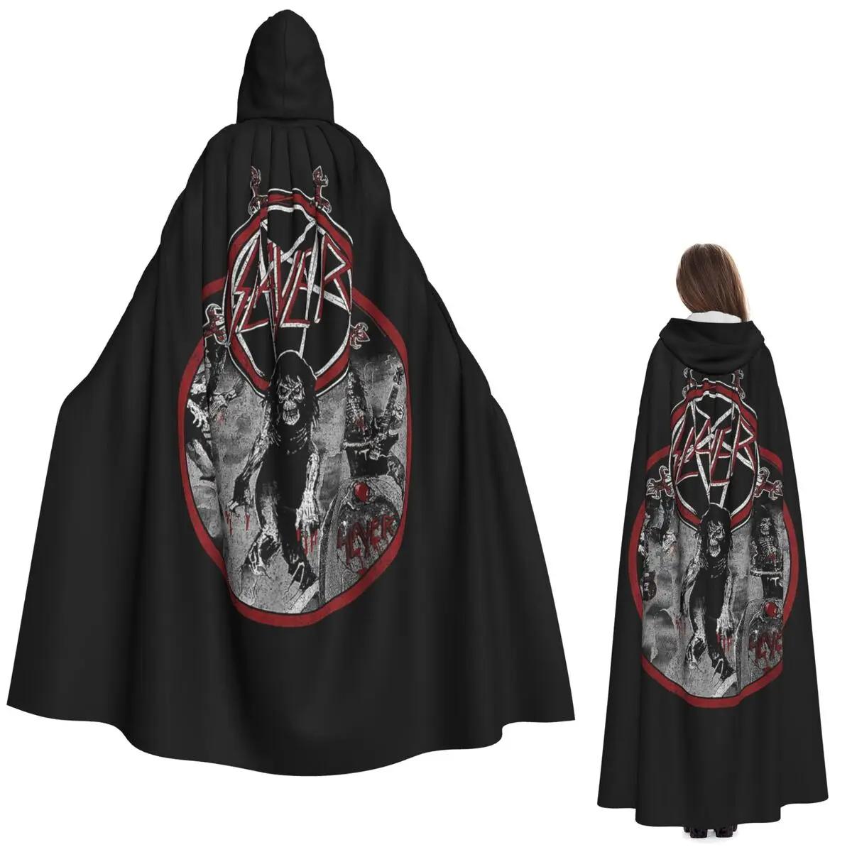 

Heavy Metal Rock Slayer Live Undead Long Hooded Cloak Witch Medieval Costume Cosplay Cape HalloweenVampire Adult Unisex
