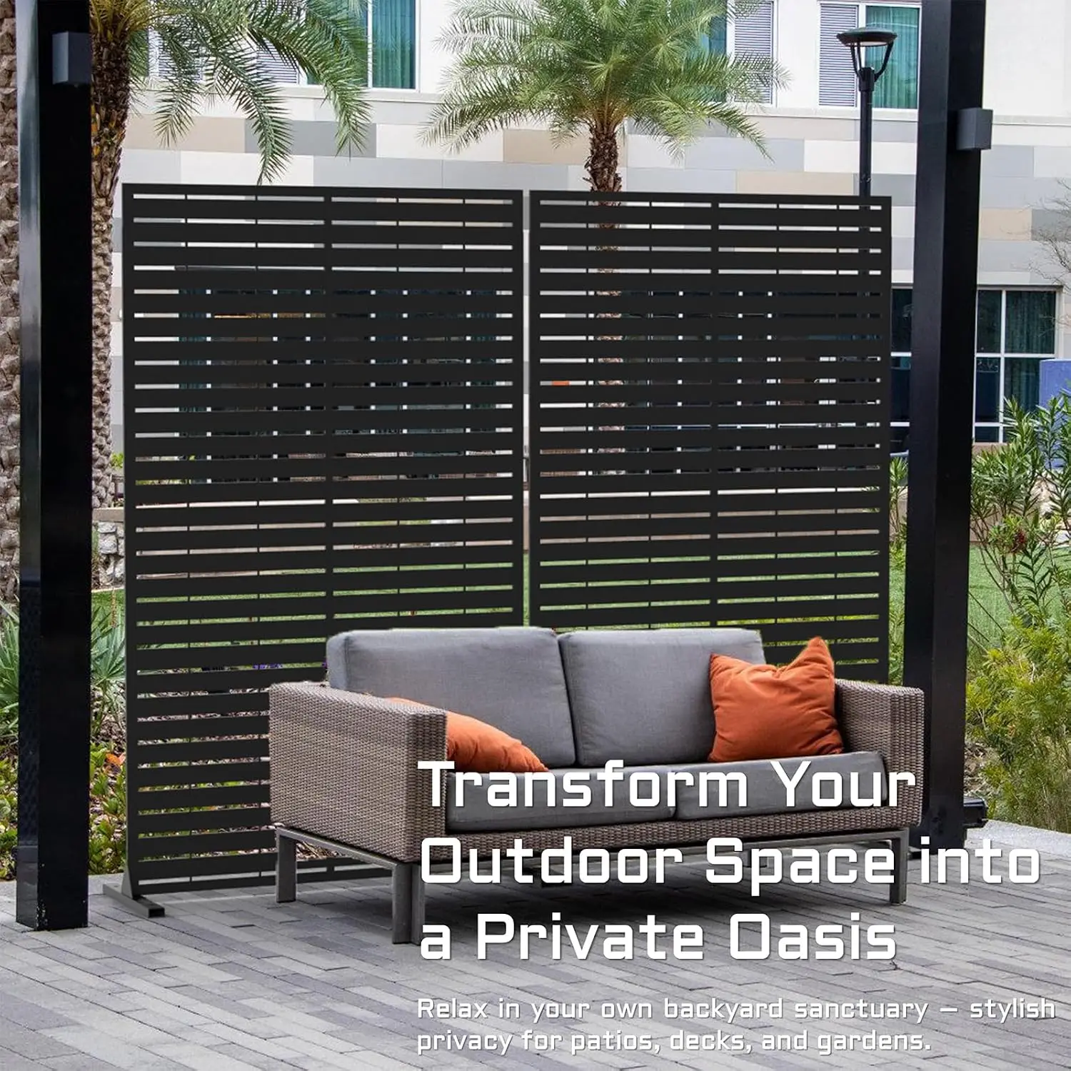 Outdoor Privacy Screen Freestanding Metal Fence Panel Decorative Patio Garden Divider Weather Resistant Louvered Art Pattern Yard Balcony Enclosure Set