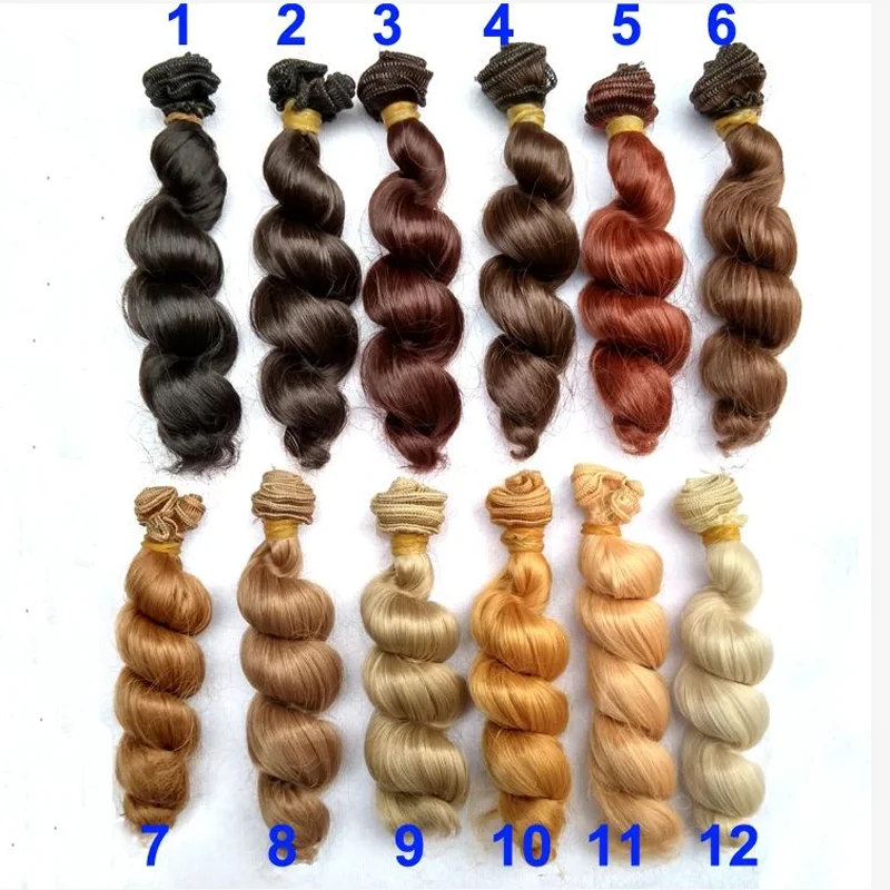 1pcs 15cm Length Natrual Color Thick 1/3 /1/4 1/6 Bjd Curly Wigs Wave Doll Hair