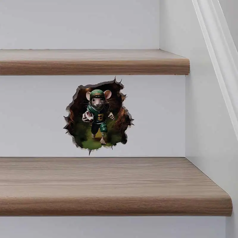 5 Pieces/Pack Team Spirit Mouse Hole Wall Sticker Kids Room Decor Living Room Decor Cabinet Refrigerator Home Decor Decals M1563