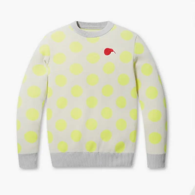 Clearance Sale-Unisex Couple Golf Knitwear Polka Dot Jacquard Round Neck Sweater Spring Fall Warm Athletic Golf Top