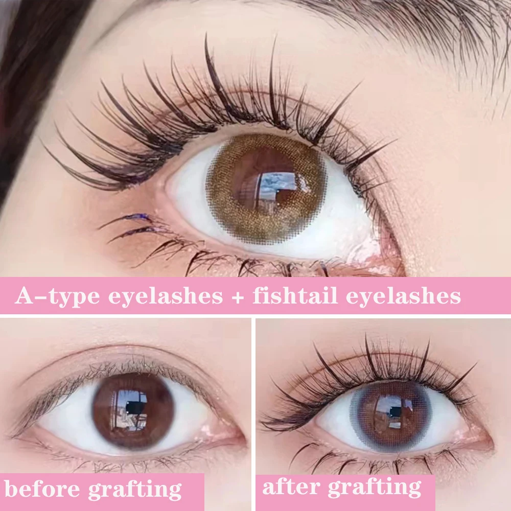 Anlinnet 3Rows Mix A Shape Eyelash Spikes Lashes Natural Wispy Fishtail Cluster Lashes For Extension Makeup False Eyelashes