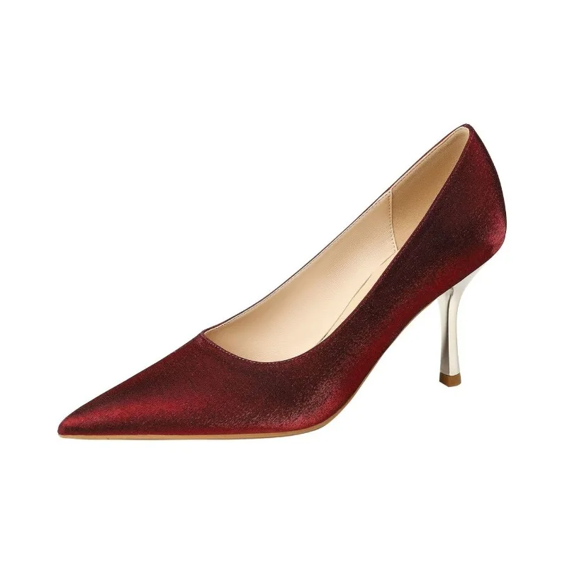 Working Women's Shoes Fine Heel Soft Leather Spring and Autumn Commuting Single Shoes Pointed Toe Temperament