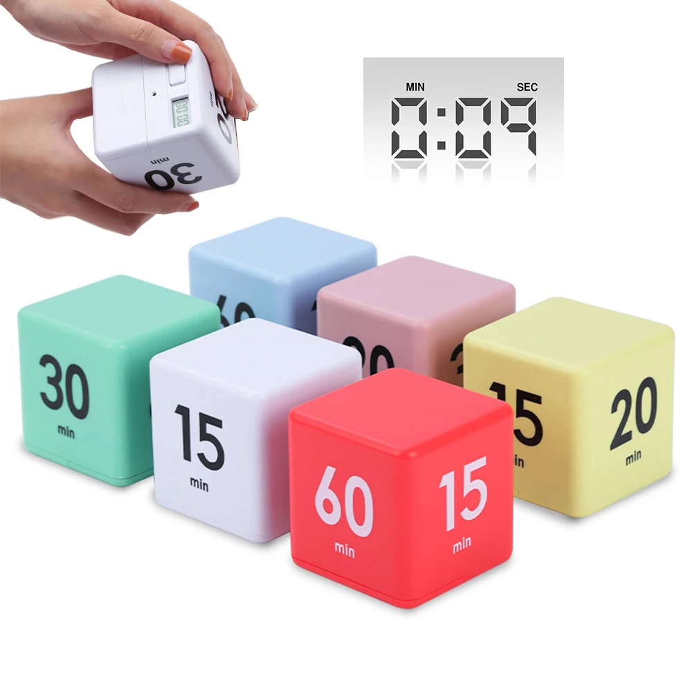 Rollover Kitchen Timer Electronic Time Reminder Study Sport Office Portable Time Management Tool Creative Cube Countdown Timer