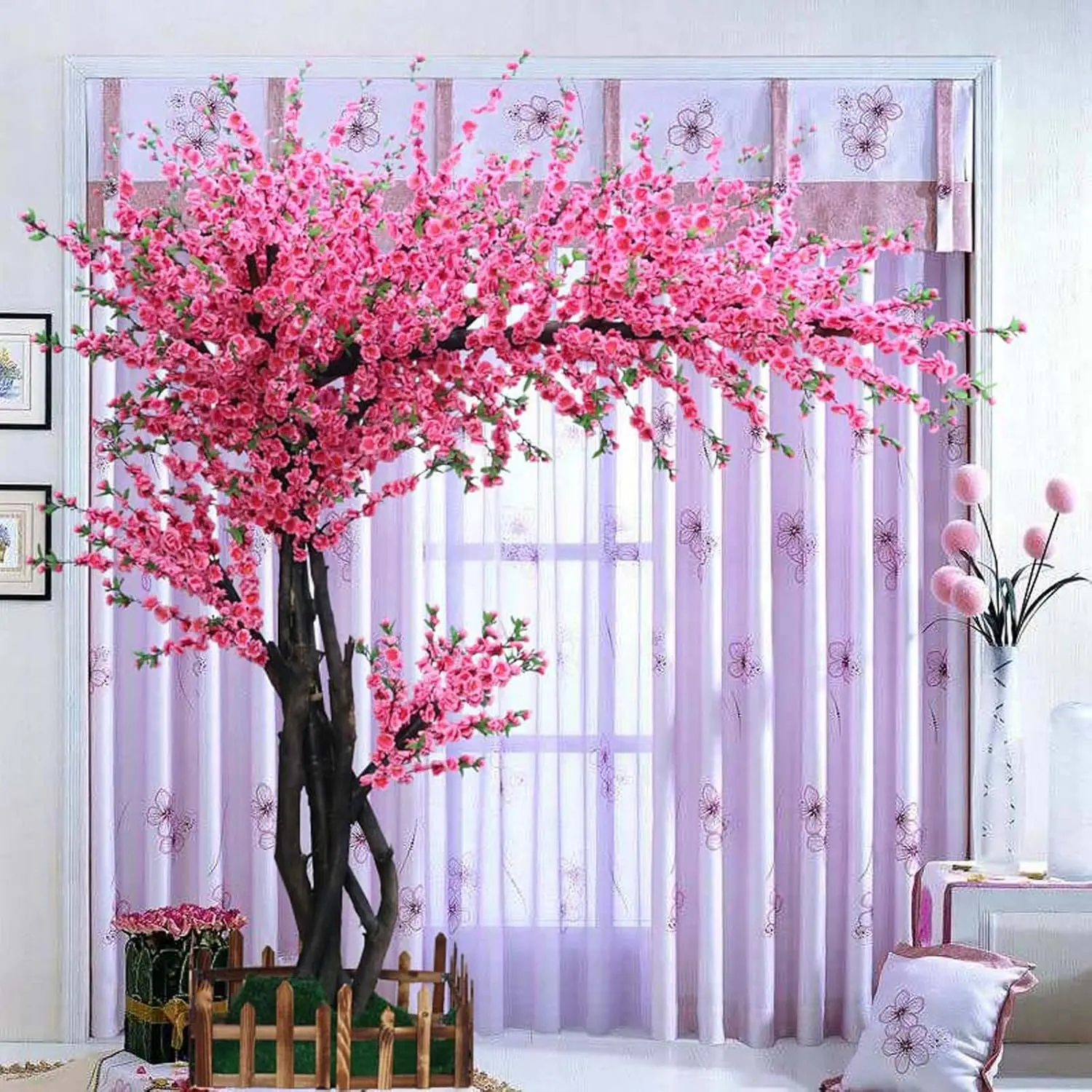 

Simulation Japanese Artificial Cherry Blossom Trees Fake Silk Flower Peach Decoration for Indoor Outdoor
